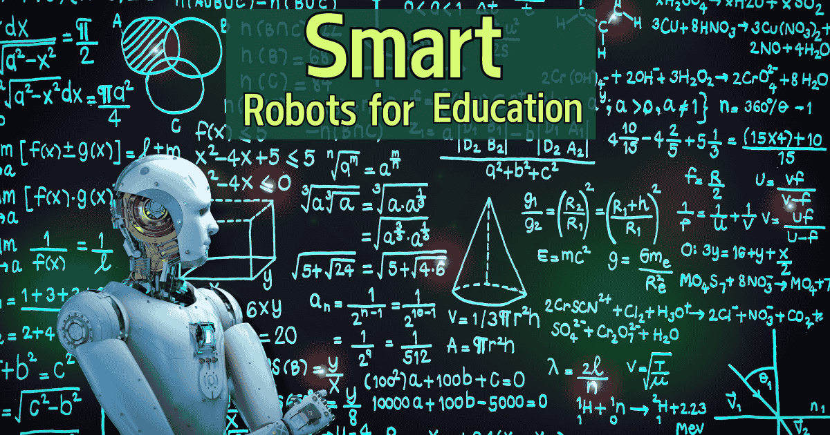 Smart robots for education helping students engage in interactive learning activities.